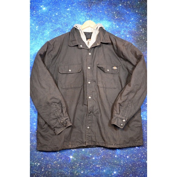 Dickies Other - VTG Dickies Work Jacket Mens 2XL Black Quilted Lined Workwear Long Sleeve Hooded